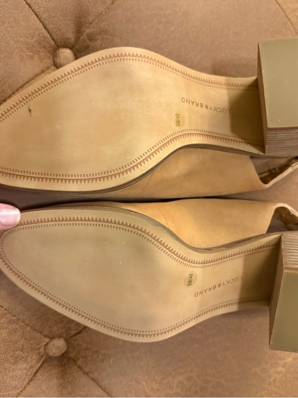 Lucky Brand LP-Ratonda Womens Tan Suede Slingback Block Heel Shoes - Picture 5 of 5